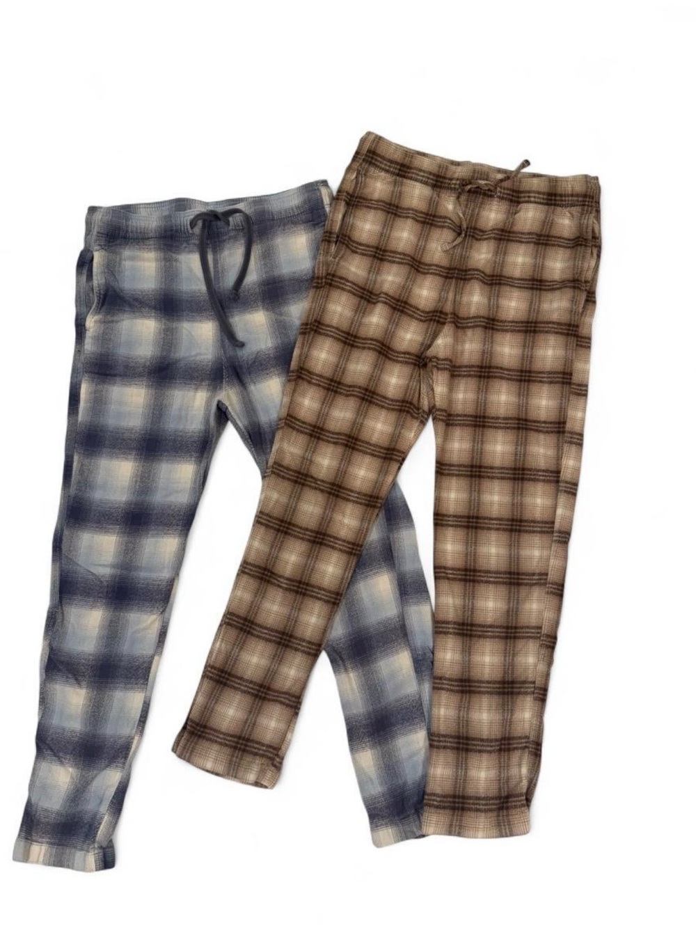 Hollister Plaid Joggers in Blue and Brown - Set of Two